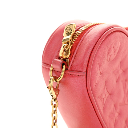 Louis Vuitton Lambskin Embossed Monogram Fall In Love Sac Coeur Heart Chain Bag Lipstick Red 11 of 12