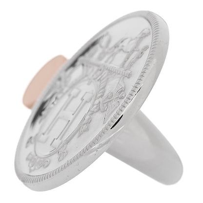 Hermes Sterling Silver 18K Rose Gold MM Ex-Libris Ring 49 5 3 of 6