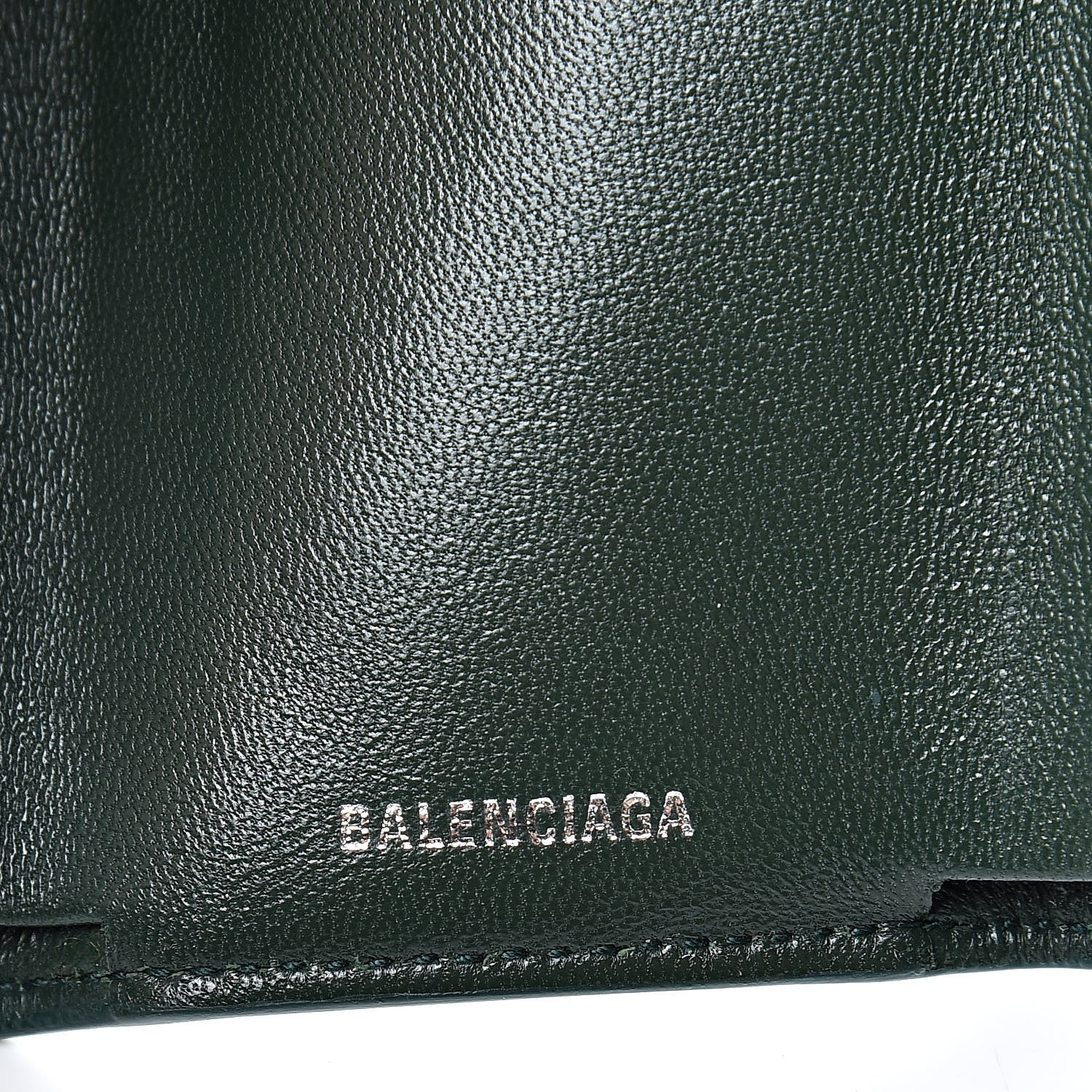 Balenciaga Calfskin Crocodile Embossed Mini Papier Wallet Dark Green 6 of 8