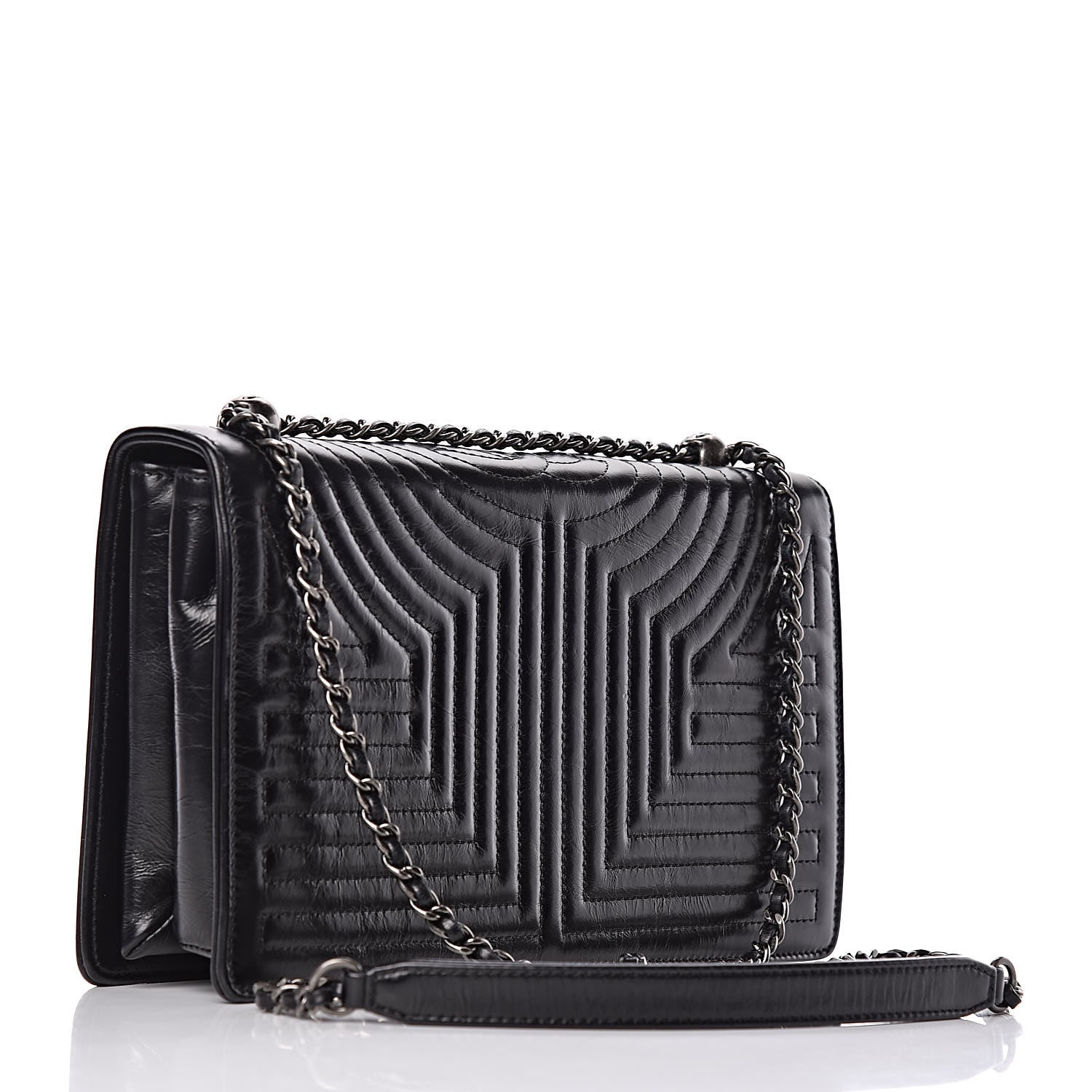 Chanel Glazed Calfskin Quilted Medium Korean Garden Flap Black 3 of 12