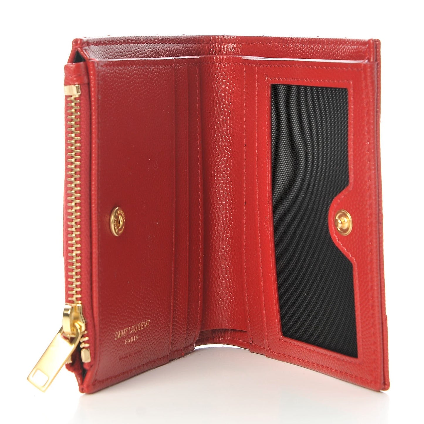 Grain De Poudre Matelasse Chevron Monogram Zipped Card Case Rouge
