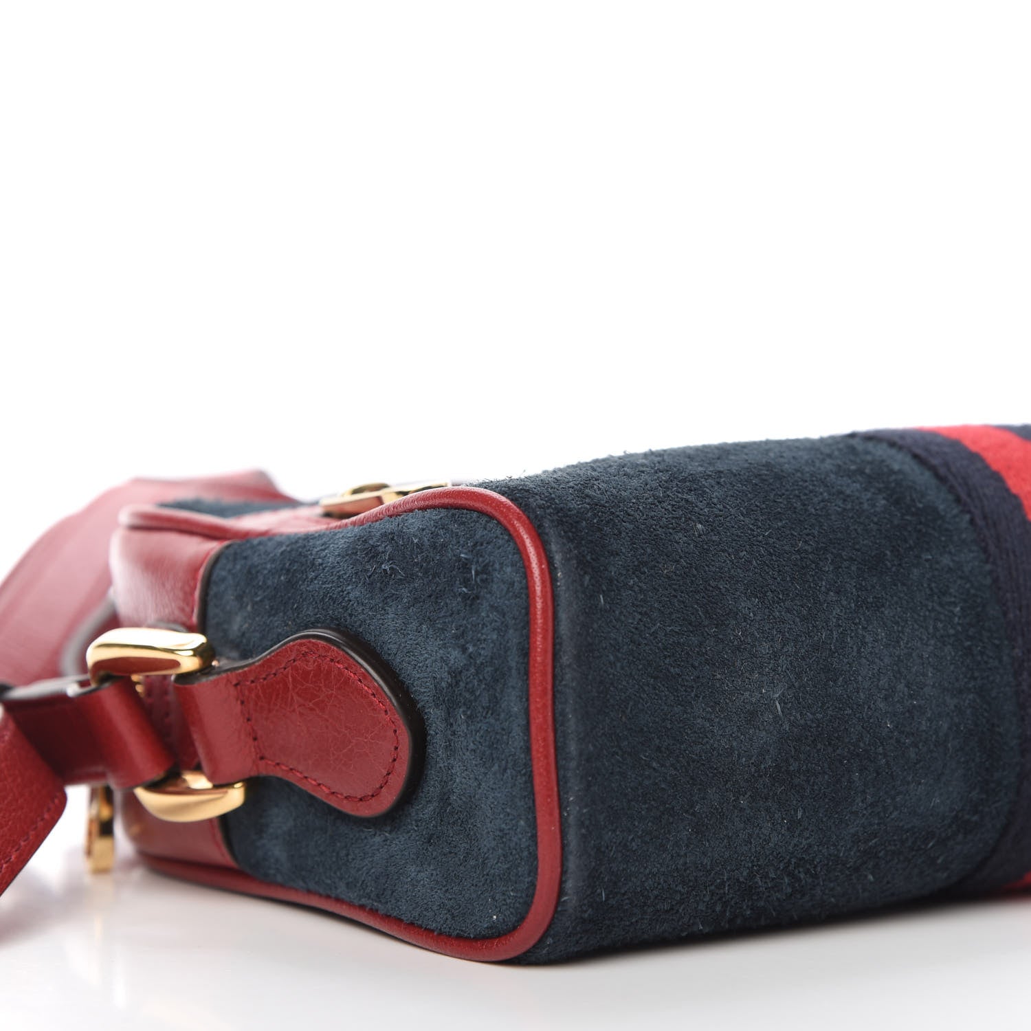 Gucci Suede Calfskin Web Mini Ophidia Shoulder Bag New Blue Romantic Cherry 6 of 10