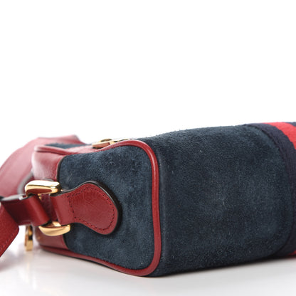 Gucci Suede Calfskin Web Mini Ophidia Shoulder Bag New Blue Romantic Cherry 6 of 10