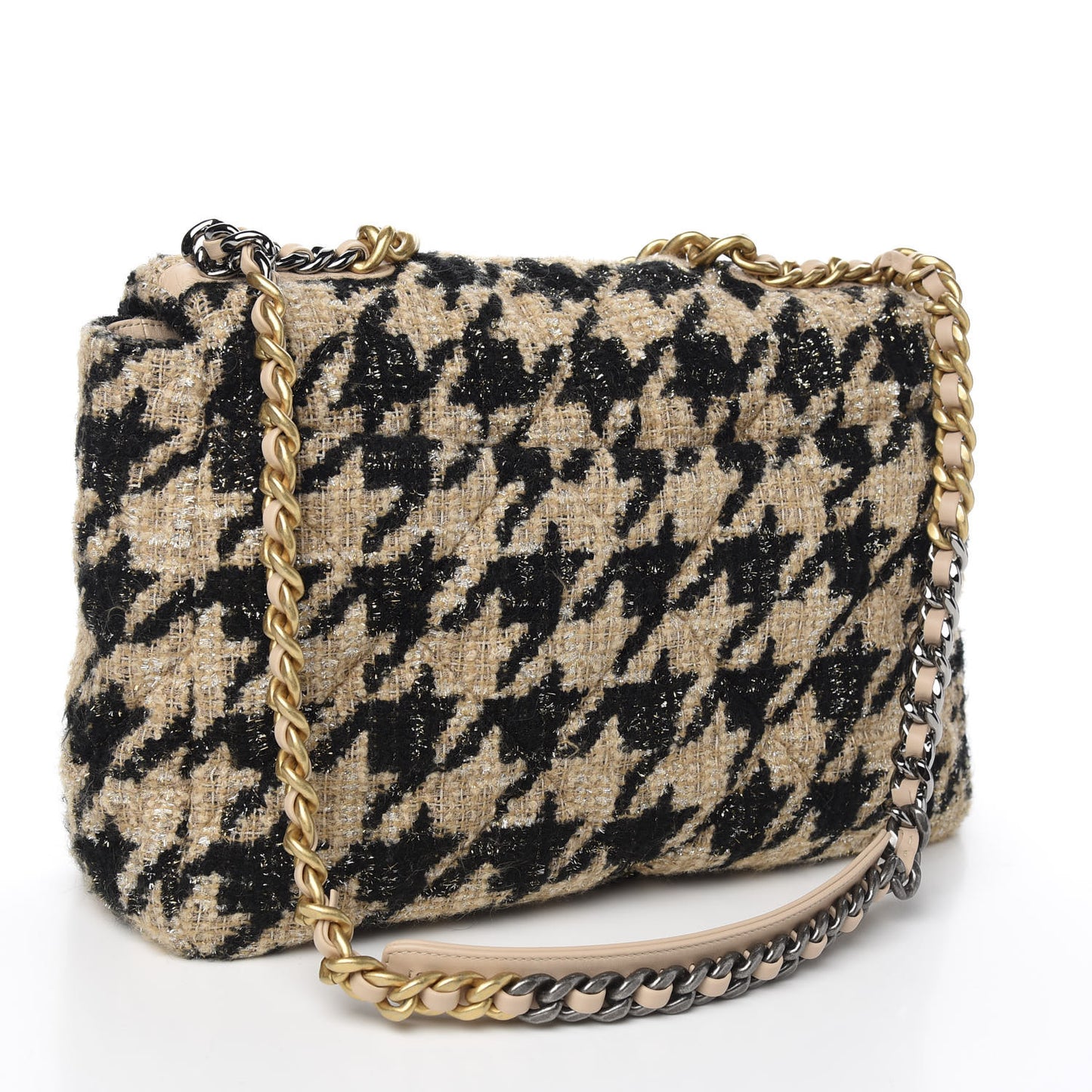 Tweed Maxi 19 Flap Beige Black