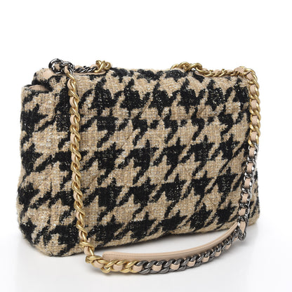 Chanel Tweed Maxi 19 Flap Beige Black 2 of 10