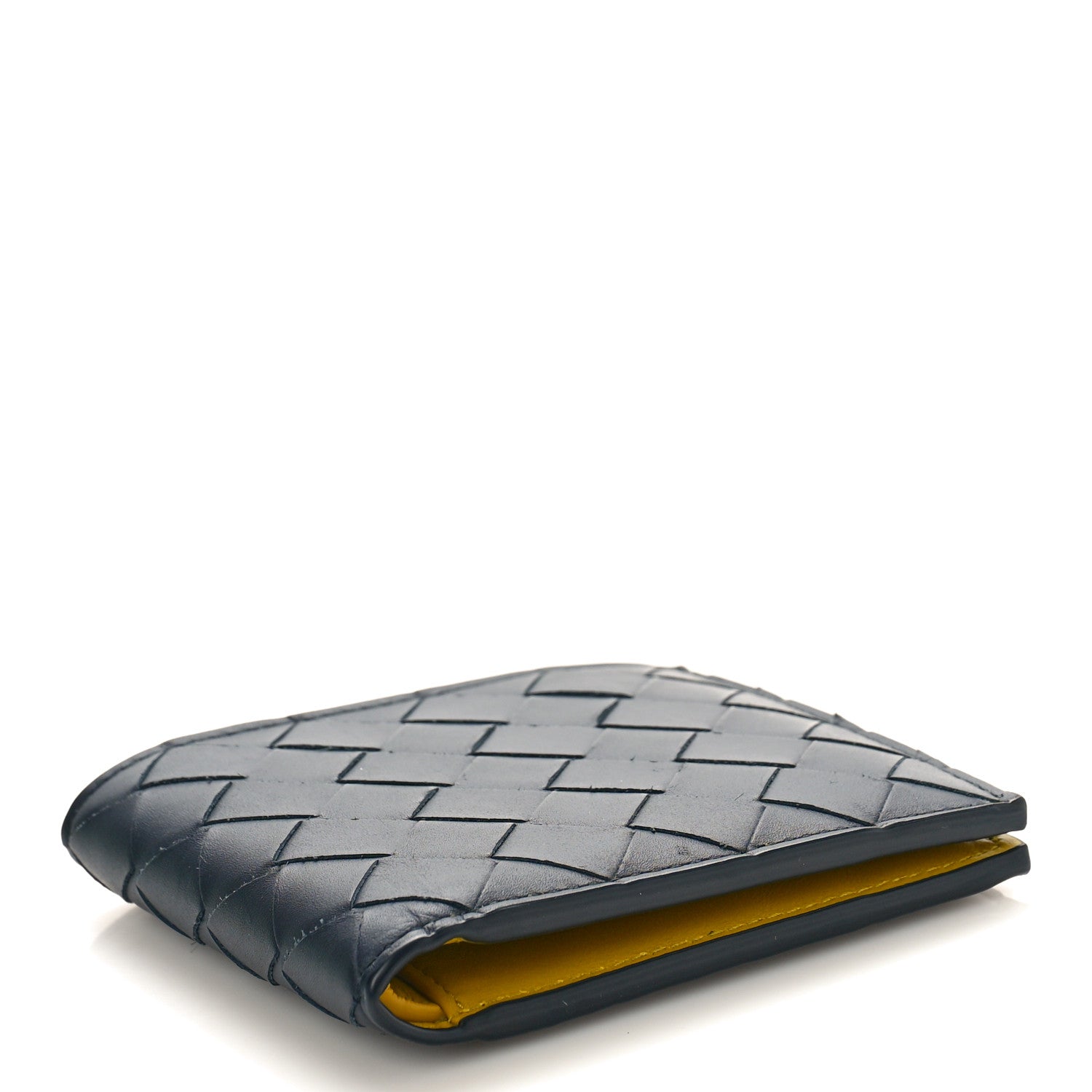 Bottega Veneta Nappa Intrecciato Bi-Fold Wallet Denim Yellow 4 of 9