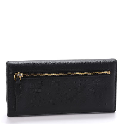 Prada Saffiano Metal Continental Flap Wallet Black 2 of 8