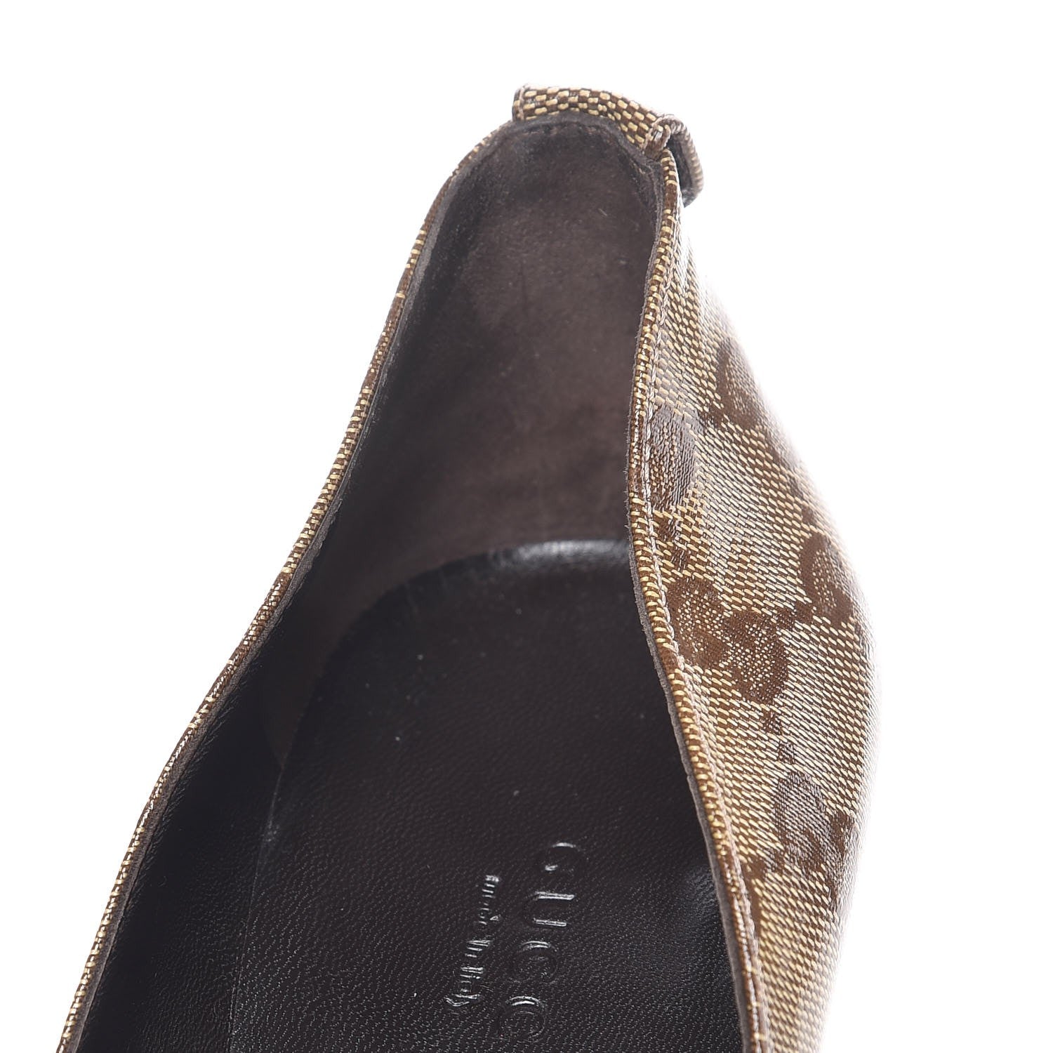 Gucci Crystal Monogram Wedges Pumps 9.5 Beige Ebony 10 of 12