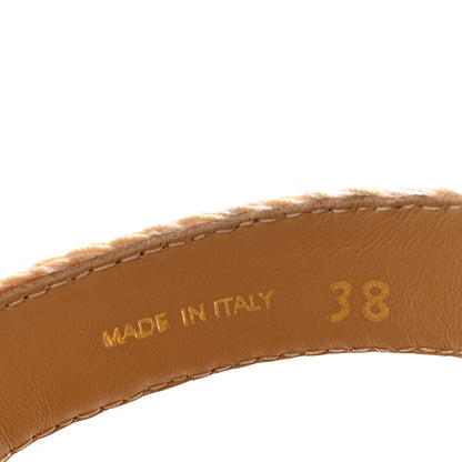Prada Yarn Raffia Effect Metal Triangle Logo Crochet Monolith 55mm Cage Sandals 38 Naturale 7 of 9