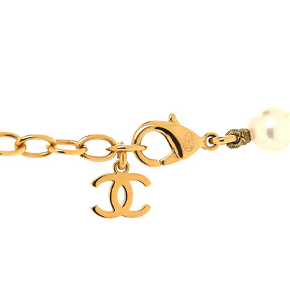 Chanel Pearl Crystal CC Short Logo Necklace Gold 4 of 4