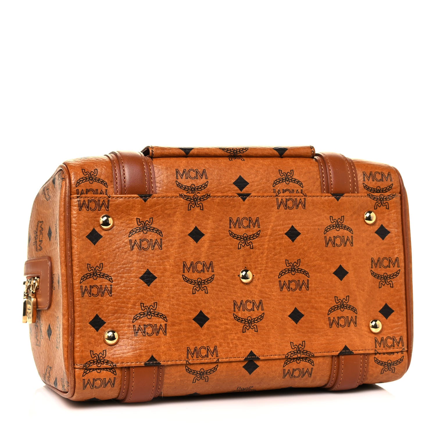 MCM Visetos Mini Boston Bag Cognac 3 of 16