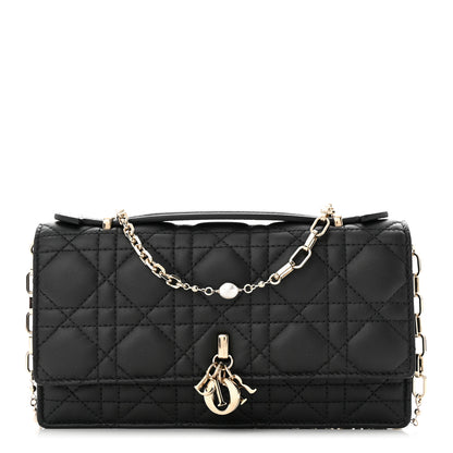 Christian Dior Lambskin Lady Dior Top Handle Clutch Black 1 of 13