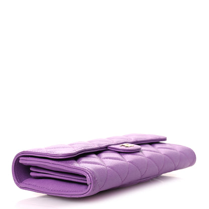 Chanel Caviar Quilted Large Gusset Flap Wallet Purple 4 of 13