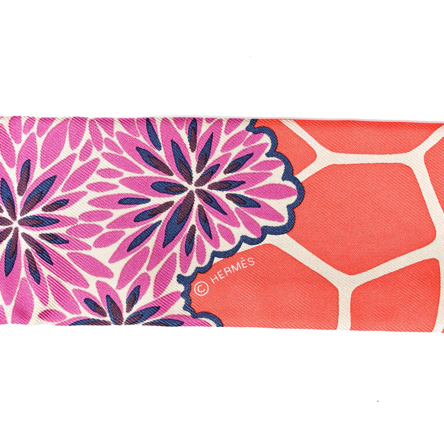 Hermes Silk The Three Graces Twilly Vermillion Fuchsia 3 of 4