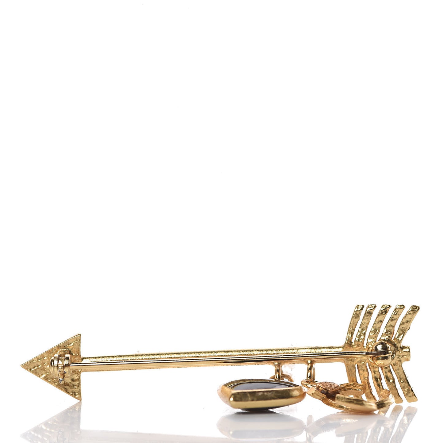 Enamel Heart CC Arrow Brooch Black Gold