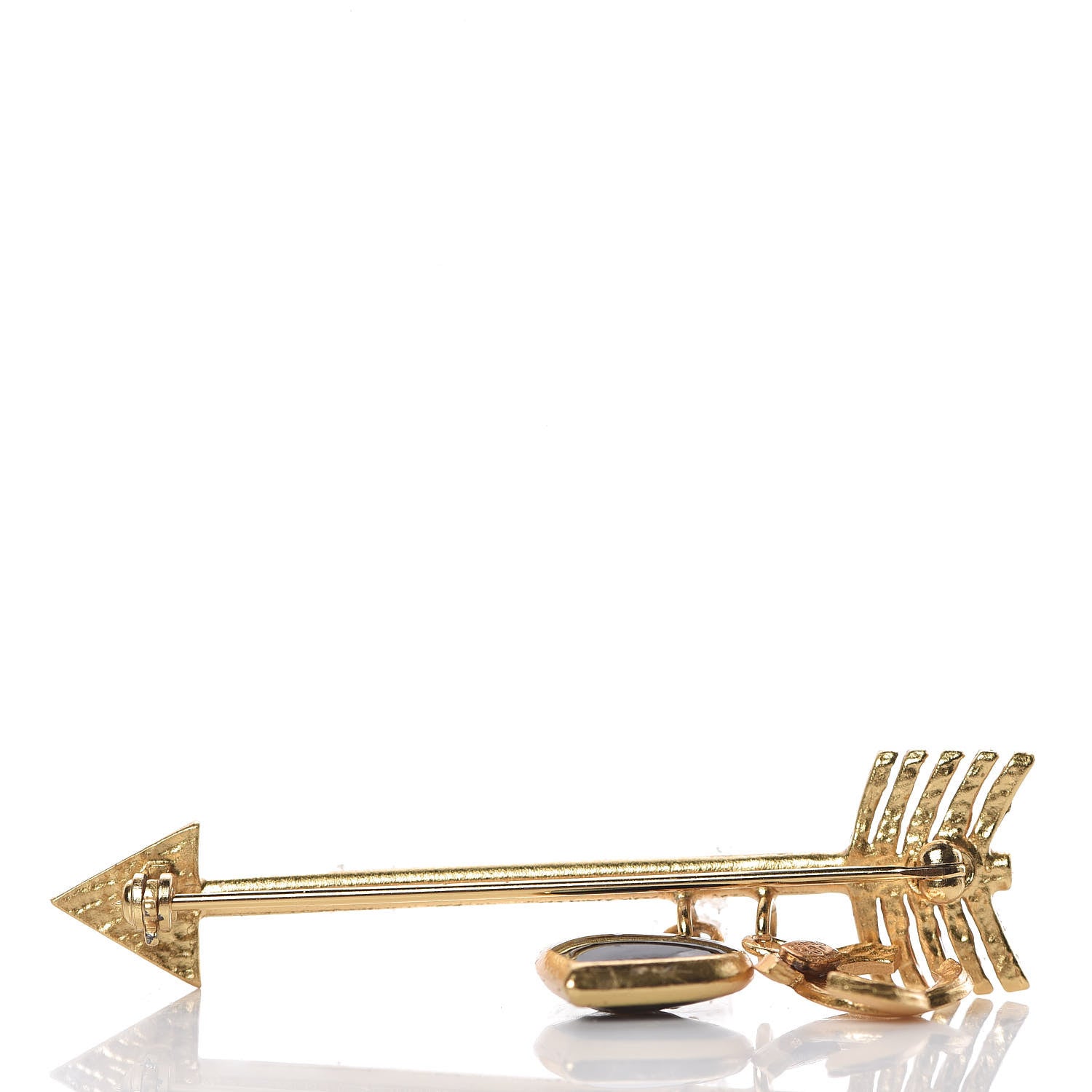 Chanel Enamel Heart CC Arrow Brooch Black Gold 3 of 4