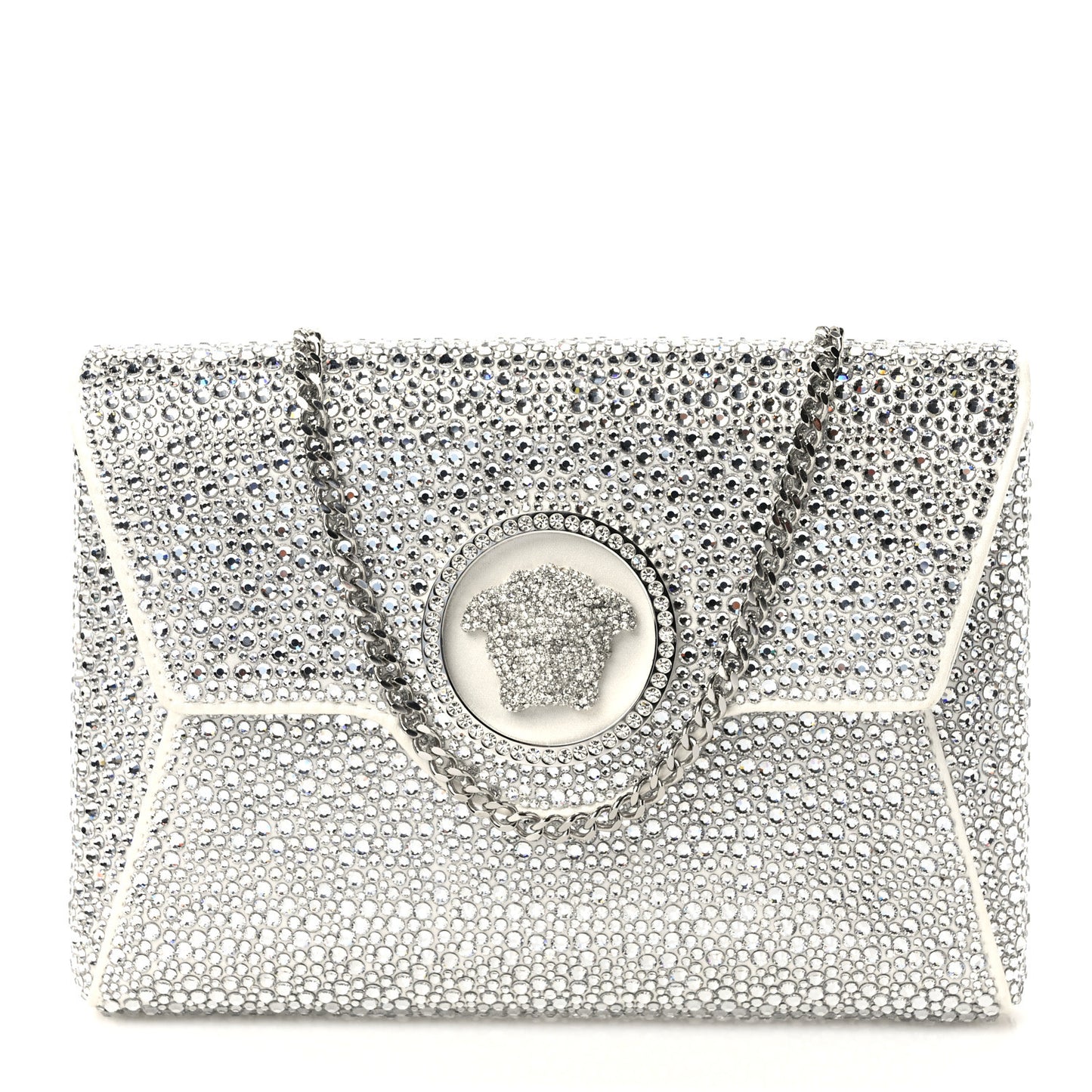 Crystal La Medusa Envelope Clutch Optical White