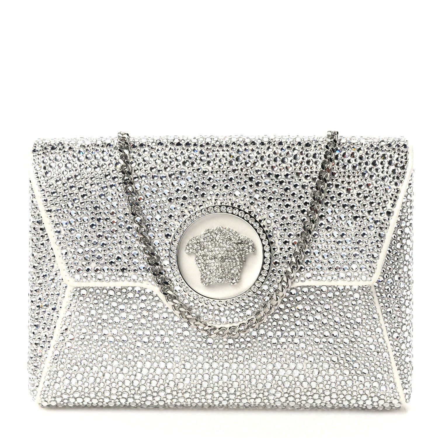 Versace Crystal La Medusa Envelope Clutch Optical White 1 of 8