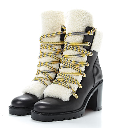 Christian Louboutin Calfskin Shearling Yetita 70 Hiker Booties 40.5 Black 3 of 8