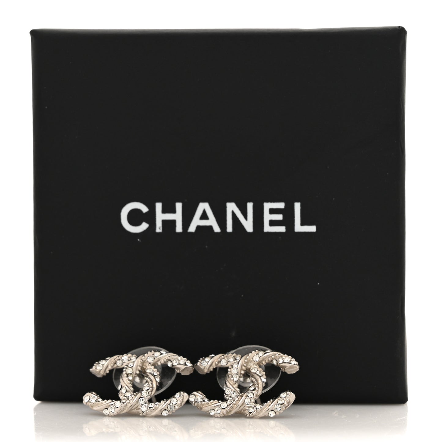 Crystal Twisted CC Earrings Silver