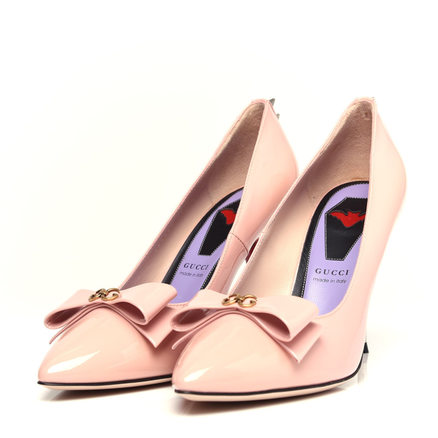 Gucci Patent GG Bow Sadie Spike High Heel Pumps 38.5 Perfect Pink 2 of 11
