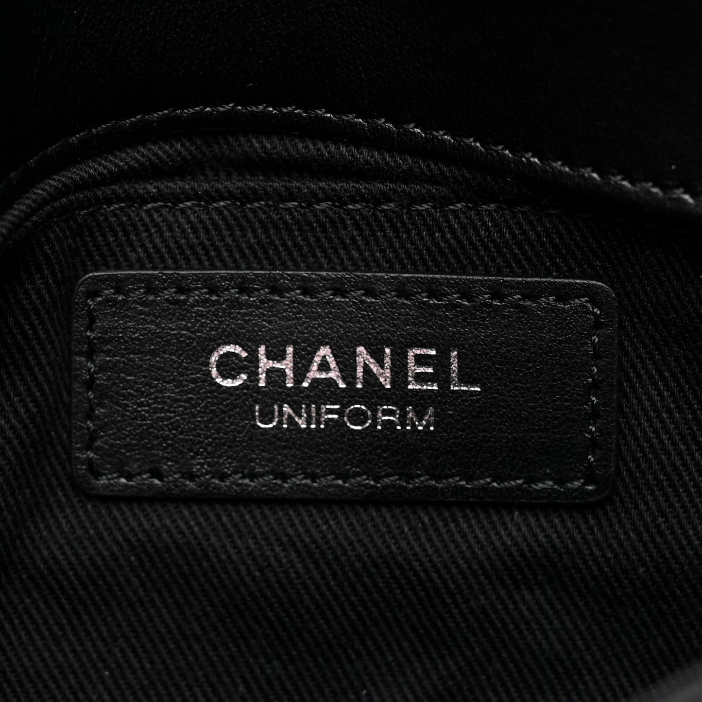 Calfskin Quilted CC Uniform Flap Belt Bag Black