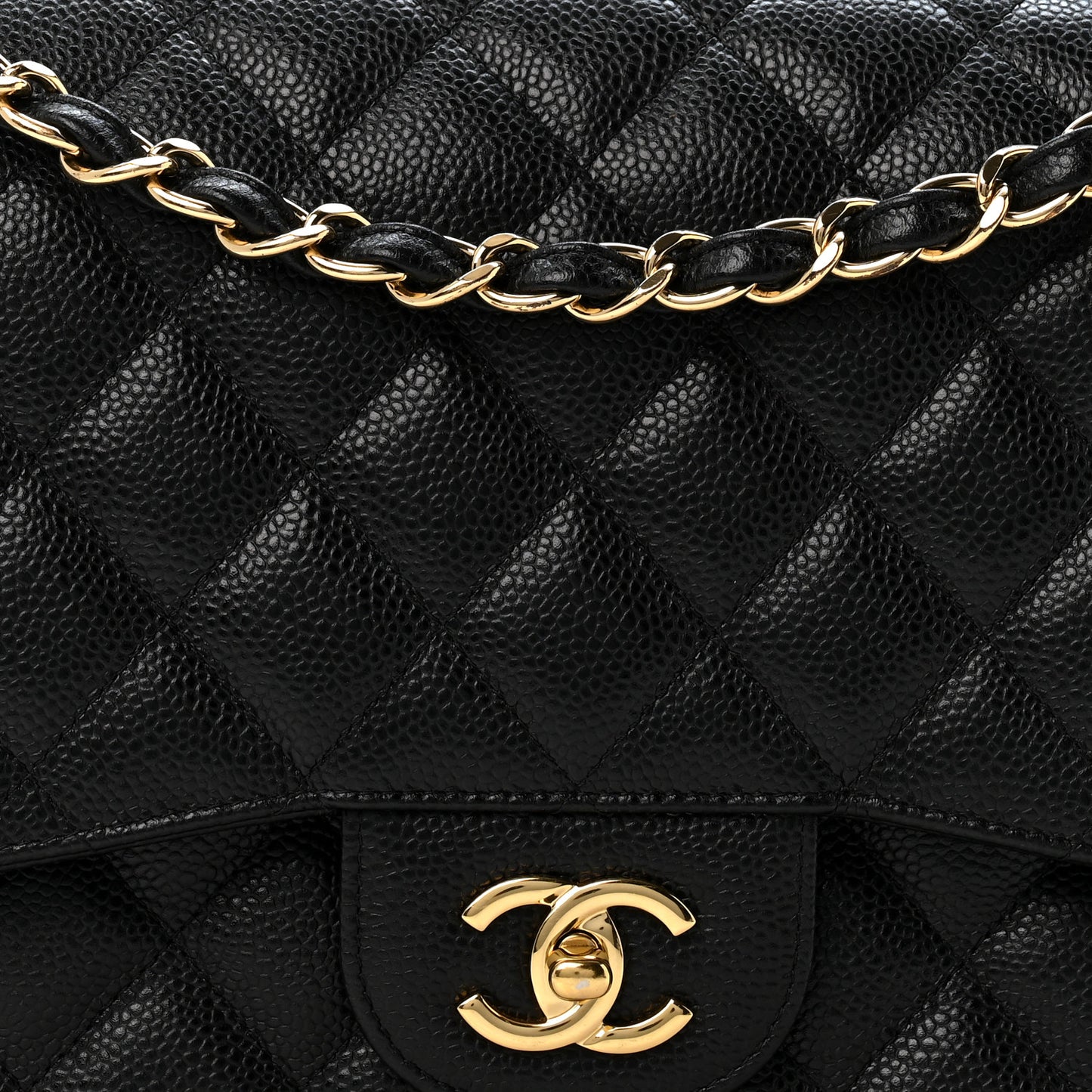Caviar Quilted Jumbo Double Flap Black