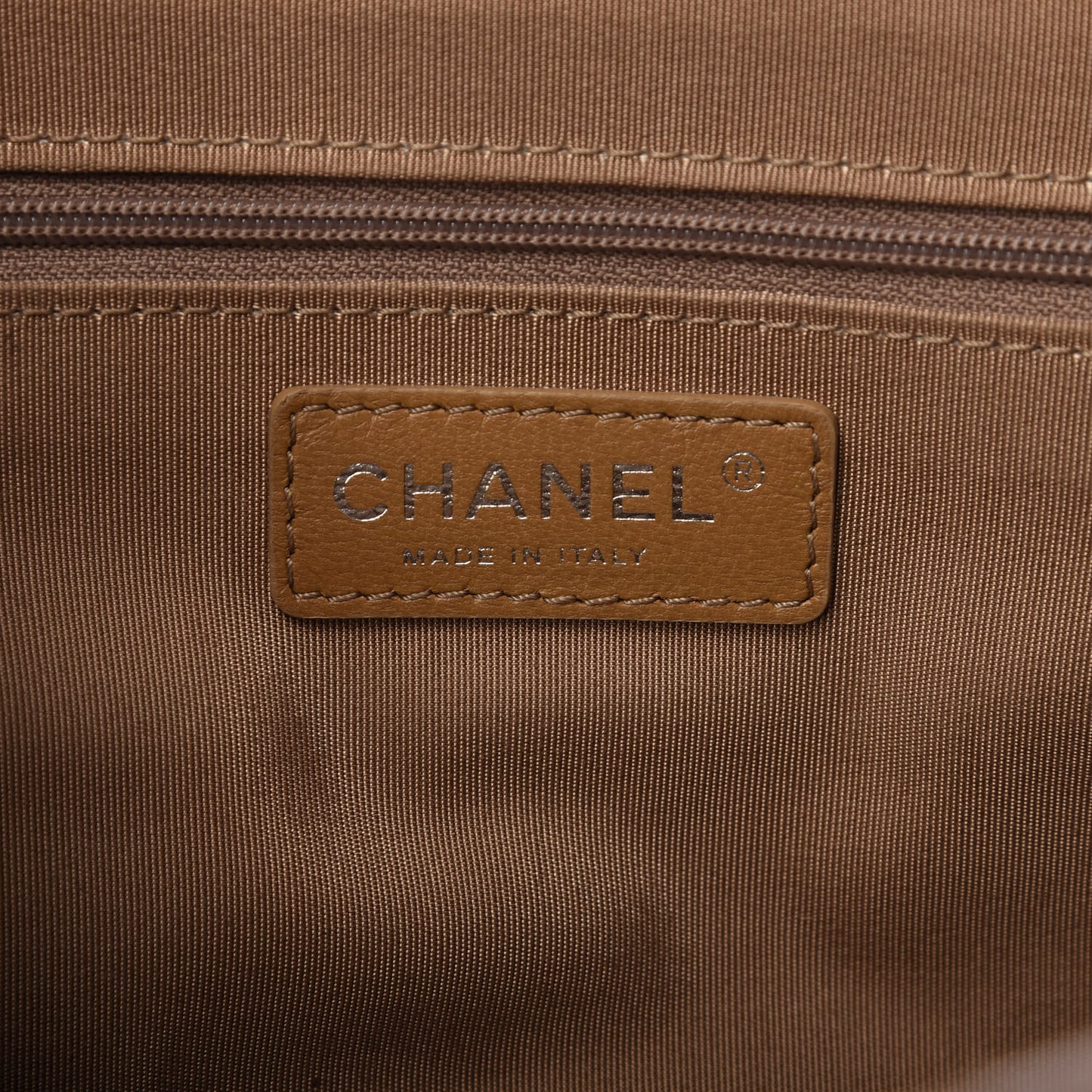 Aged Calfskin Quilted Medium Chain Detail Flap Light Brown