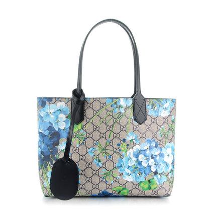 Gucci GG Supreme Monogram Blooms Small Reversible Tote Beige Blue Navy 1 of 6