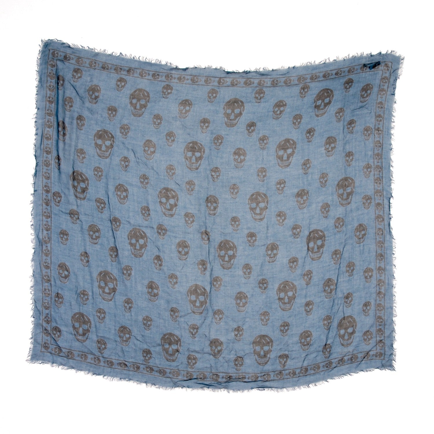 Alexander McQueen Modal Cashmere Skull Scarf Blue 3 of 5