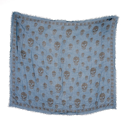 Alexander McQueen Modal Cashmere Skull Scarf Blue 3 of 5