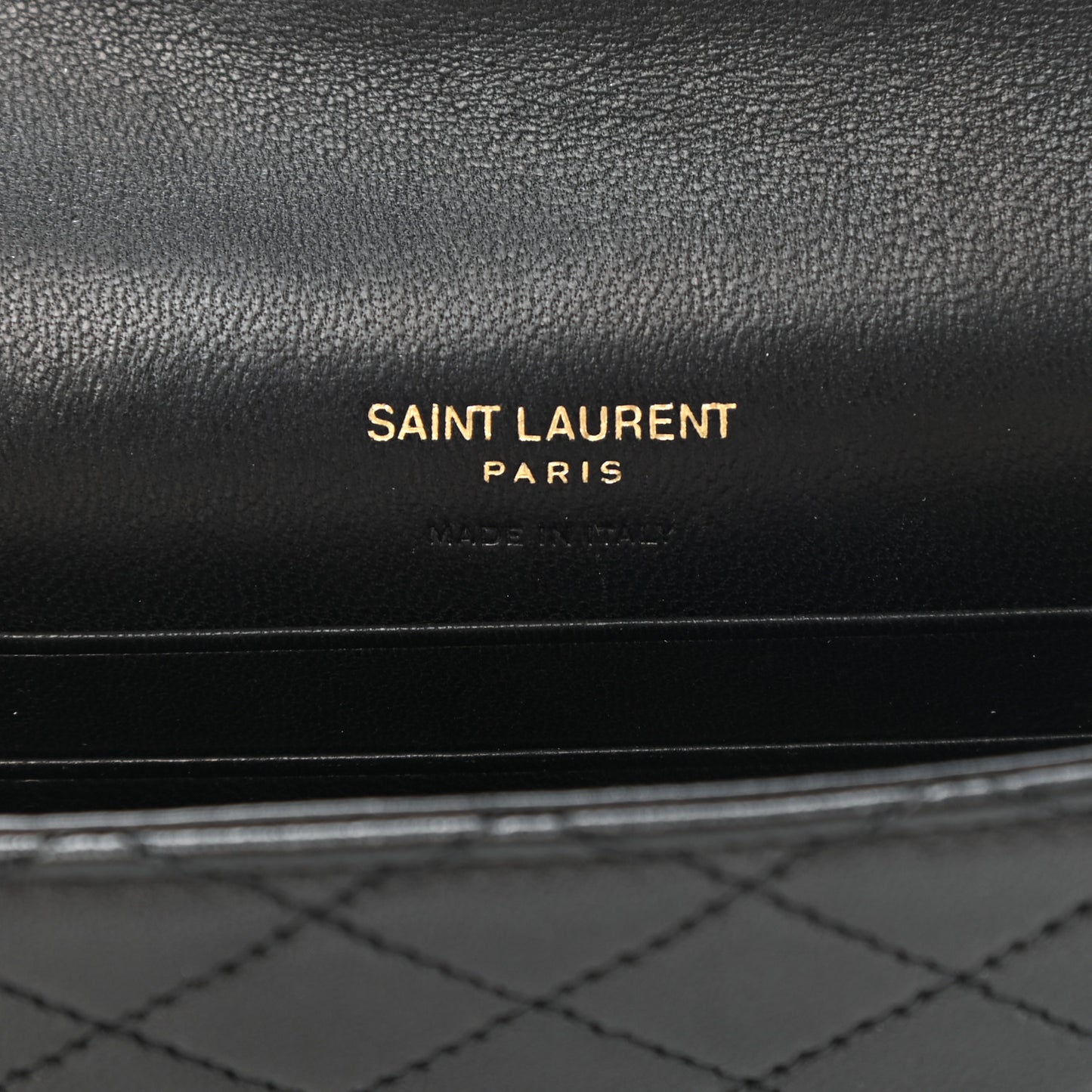 Lambskin Quilted Monogram Gaby Small Envelope Wallet Black