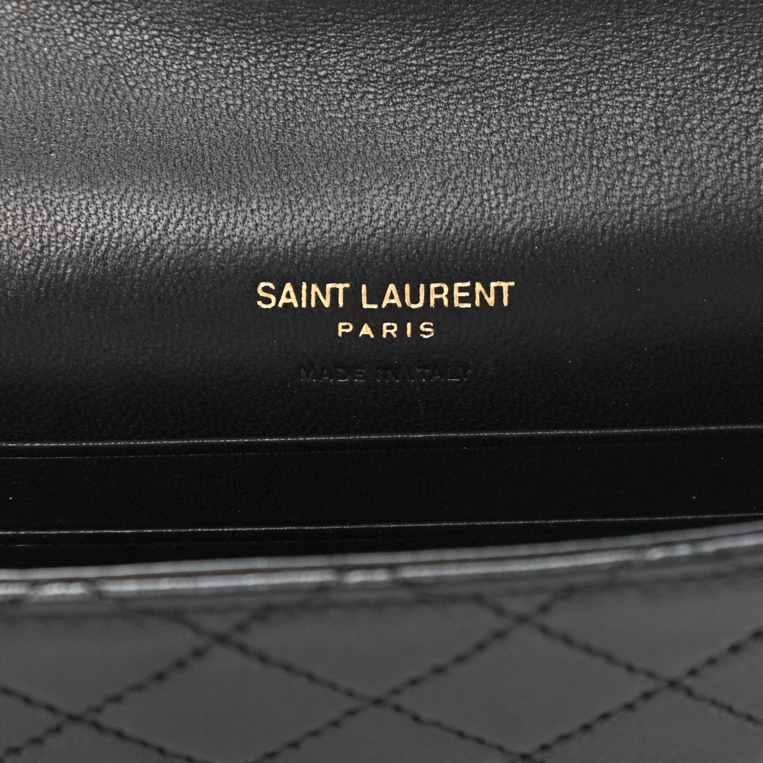 Saint Laurent Lambskin Quilted Monogram Gaby Small Envelope Wallet Black 6 of 8