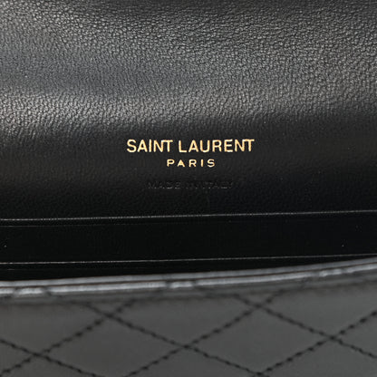 Saint Laurent Lambskin Quilted Monogram Gaby Small Envelope Wallet Black 6 of 8