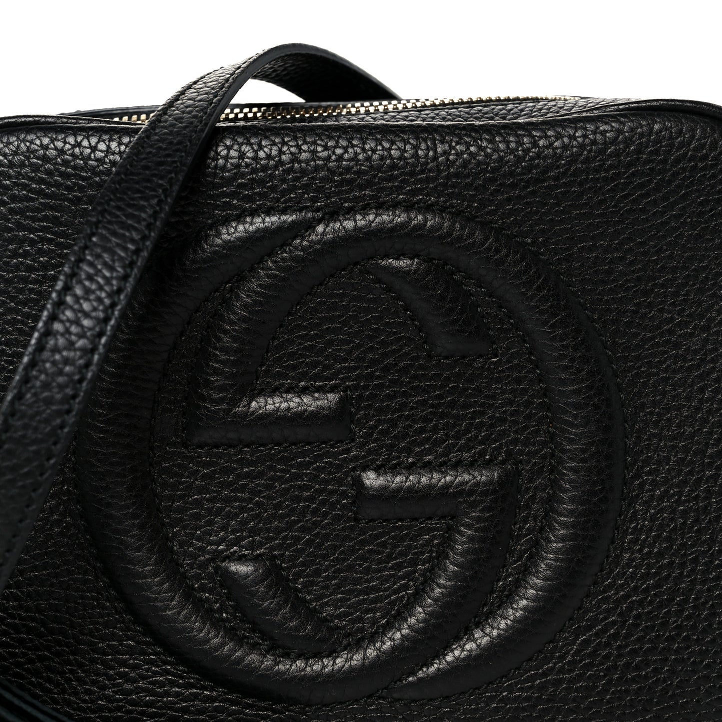 Pebbled Calfskin Small Soho Disco Bag Black