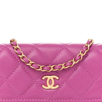 Chanel Lambskin Quilted Pearl Crush Clutch With Chain Purple 9 of 12