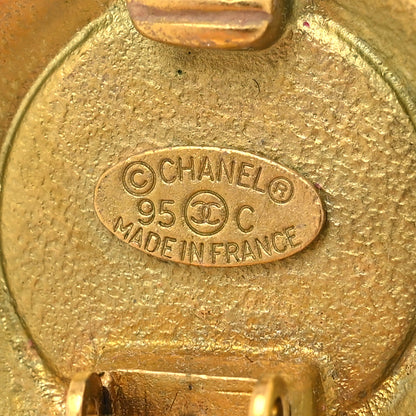 Chanel CC Round Clip On Earrings Black Gold 4 of 4