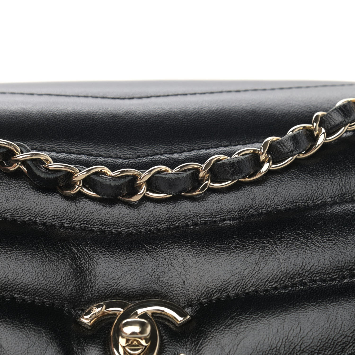 Chanel Shiny Lambskin Chevron Quilted Miroir Black 12 of 14
