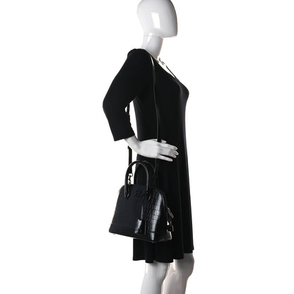 Balenciaga Calfskin Crocodile Embossed S Rivet Ville Top Handle Bag Black 2 of 12