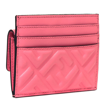Fendi Nappa Matisse FF Diagonal Embossed Fold Over Card Holder Wallet Pink 3 of 7