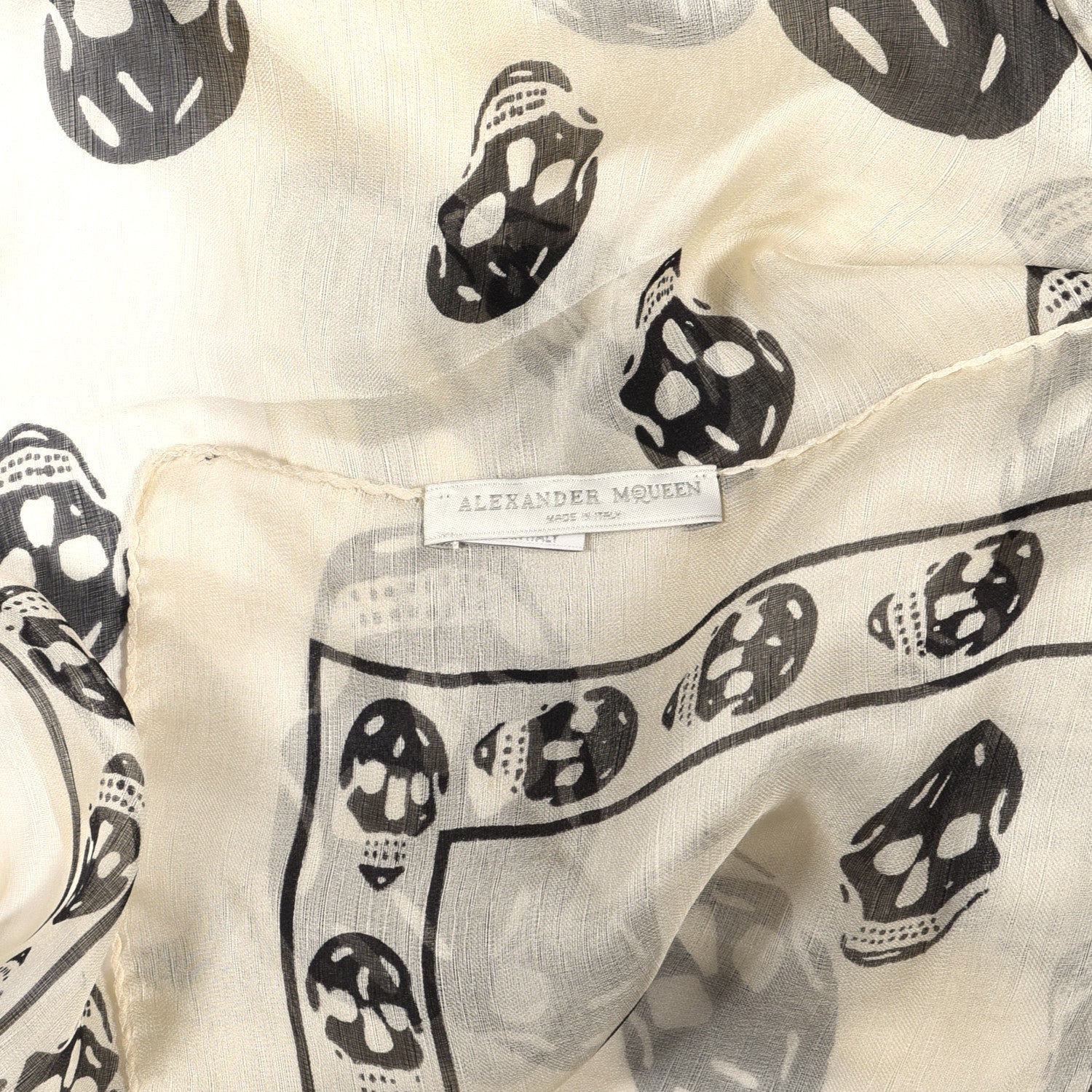 Alexander McQueen Silk Chiffon Skull Scarf Ivory Black 5 of 5