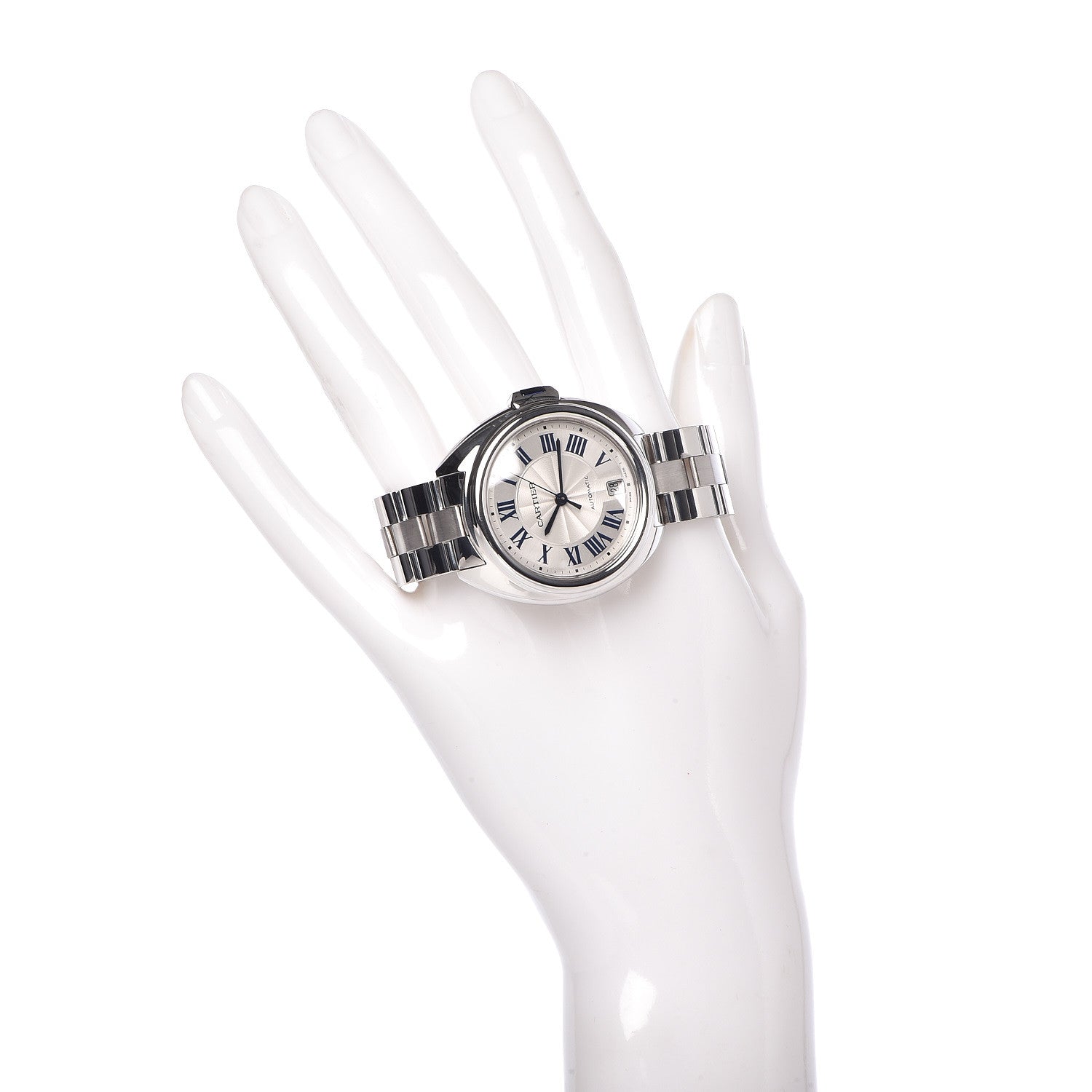 Cartier Stainless Steel 35mm Cle De Automatic Watch 2 of 6