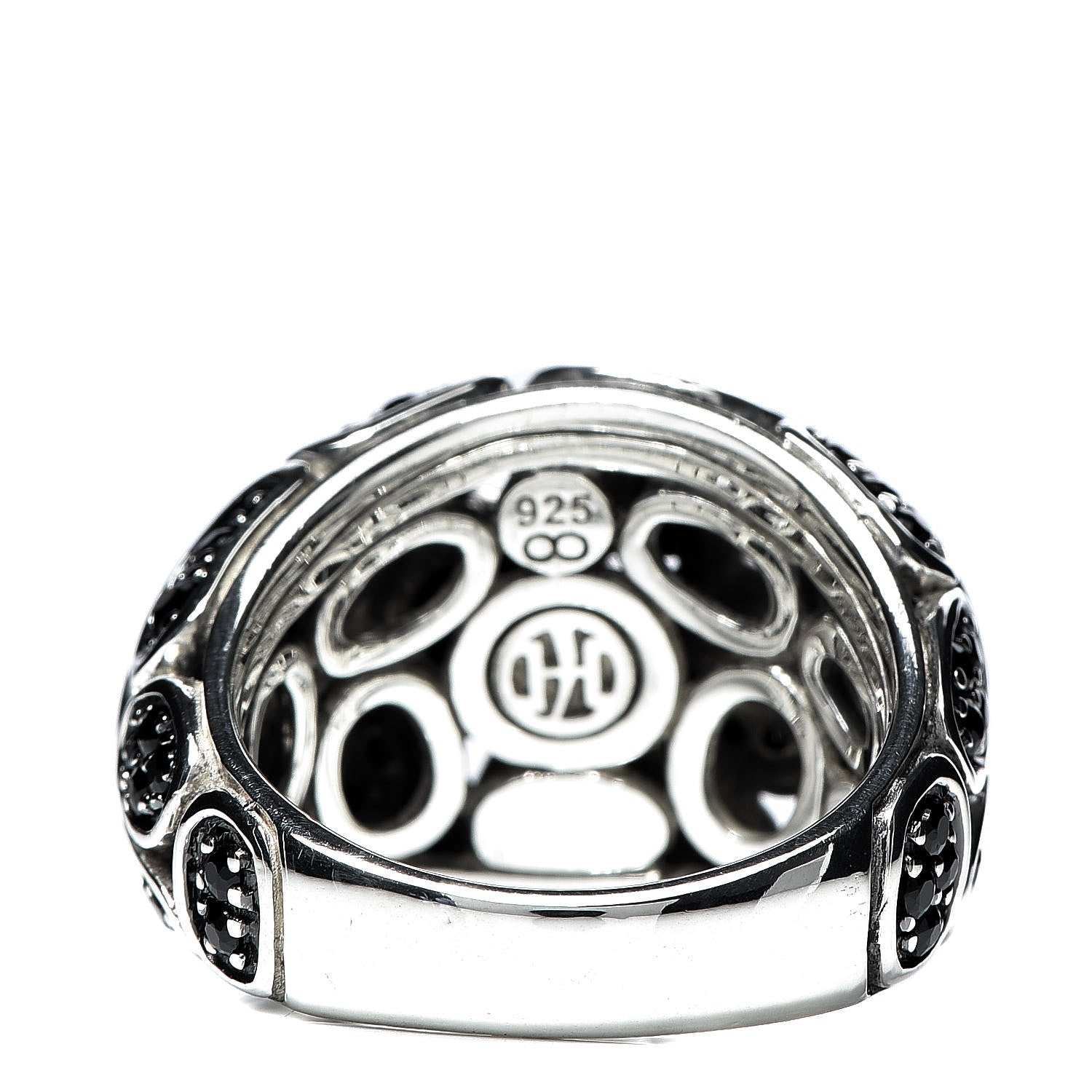 John Hardy Sterling Silver Black Sapphire Chalcedony Small Kali Lava Dome Ring 54 7 4 of 5