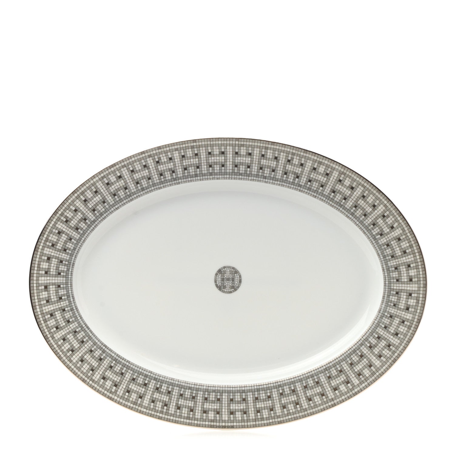 Hermes Porcelain Mosaique Au 24 Large Oval Platter 1 of 7