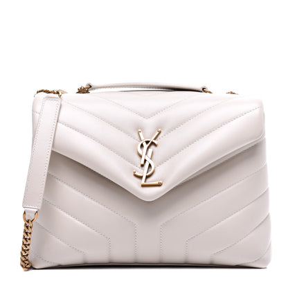 Saint Laurent Calfskin Y Quilted Monogram Small Loulou Chain Satchel Crema Soft 1 of 8