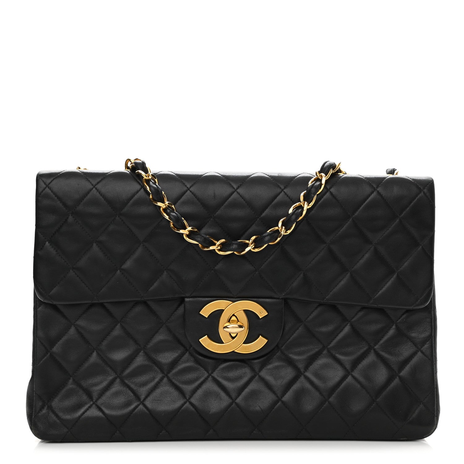 Chanel Lambskin Quilted XL Jumbo Single Flap Black 1 of 14