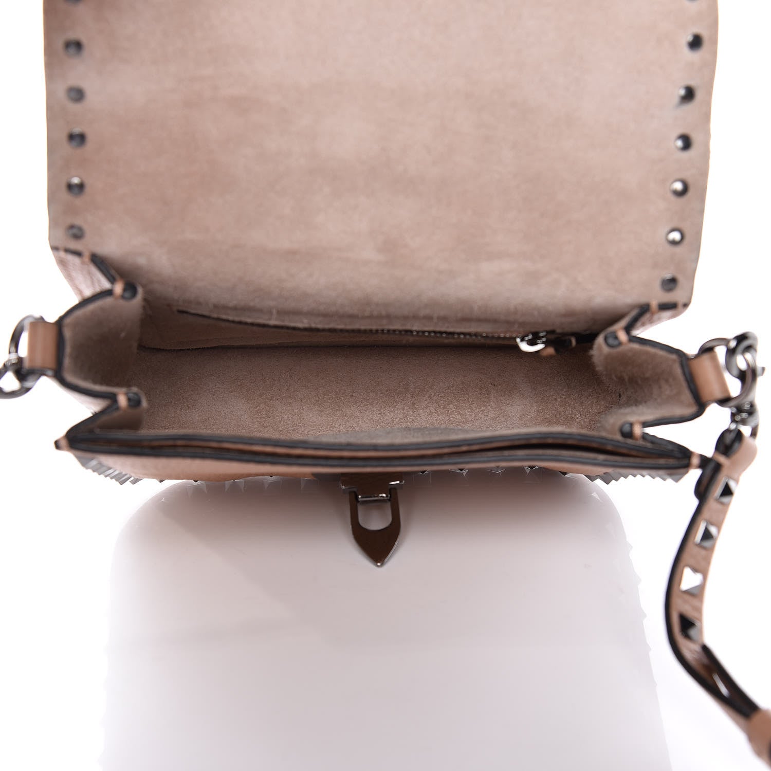 Valentino Garavani Pebbled Calfskin Rockstud Shoulder Flap Messenger Bag Soft Noisette 5 of 10
