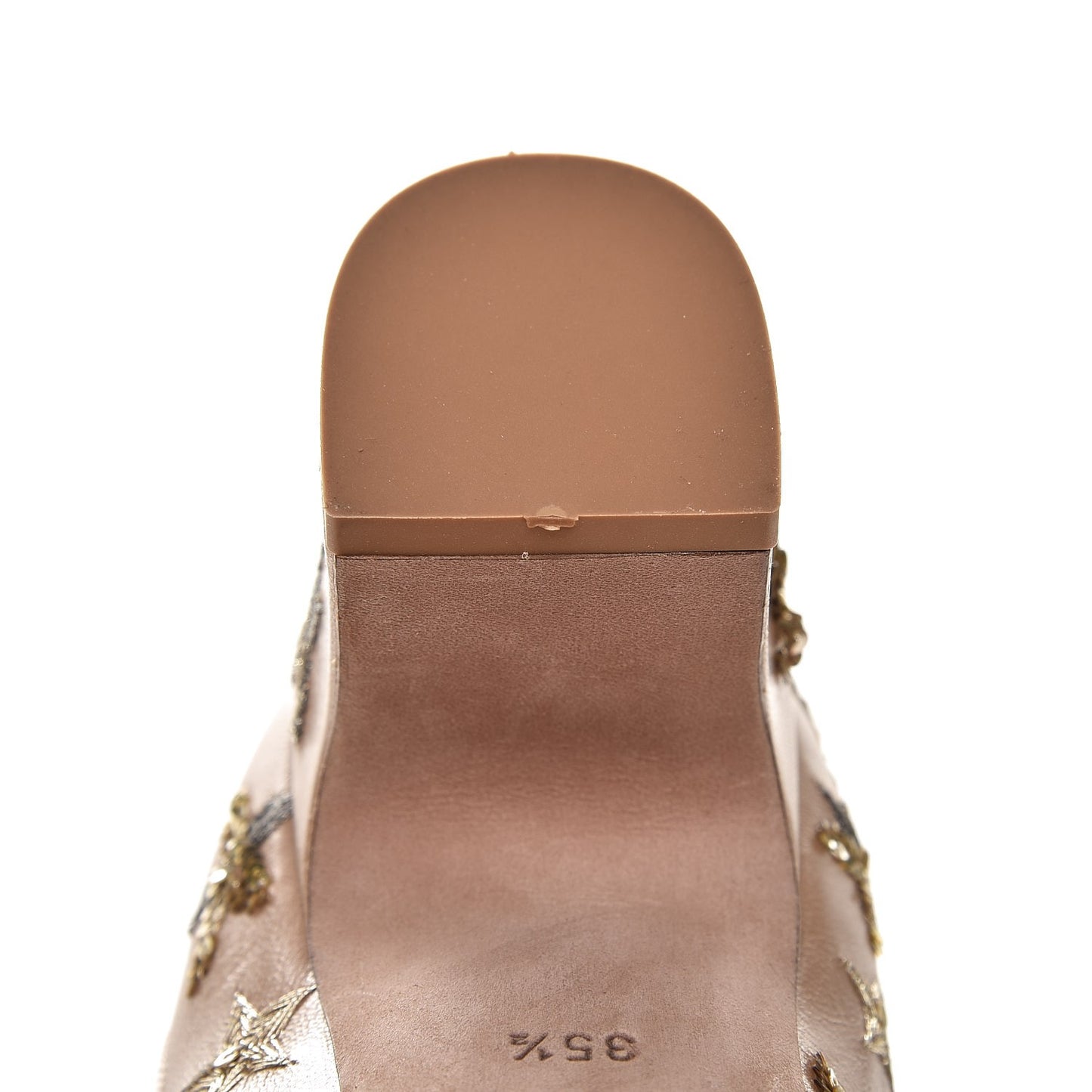 Nappa Star Embroidered Tan-Go Mary Jane 60mm Pumps 35.5 Soft Noisette