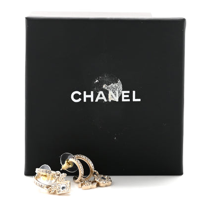 Chanel Crystal CC Camellia Perfume Bottle Double Hoop Earrings Gold 5 of 5