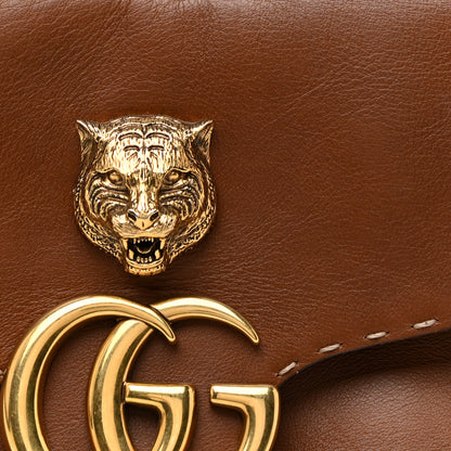 Gucci Calfskin Feline GG Marmont Flap Shoulder Bag Cuir 9 of 21